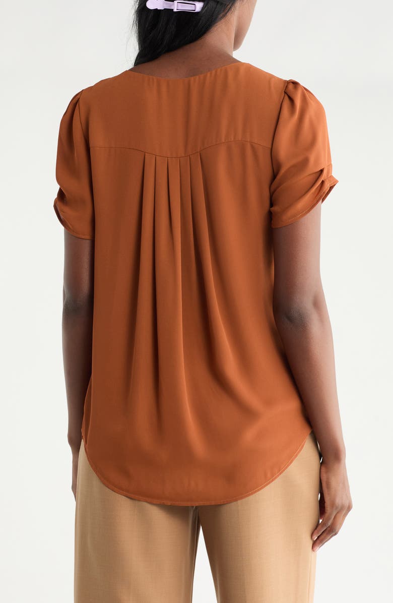 DR2 by Daniel Rainn Daniel Rainn Pinch Sleeve Blouse, Alternate, color, Rust