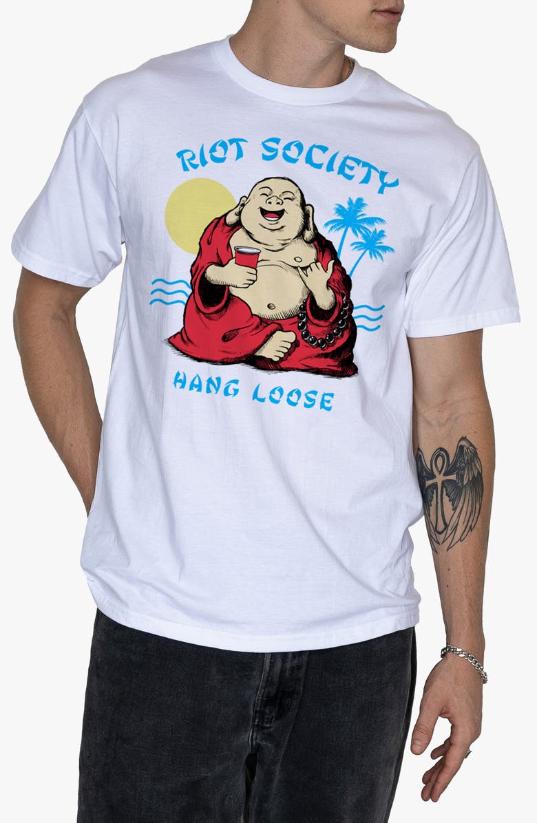 RIOT SOCIETY Hang Loose Buddha Cotton Graphic T-Shirt, Main, color,