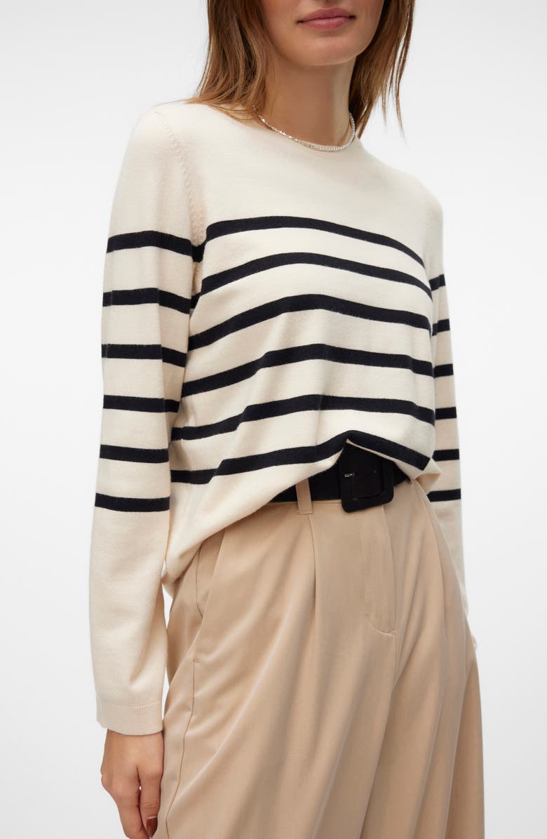 VERO MODA Saba Stripe Sweater, Alternate, color, Birch Stripes Black