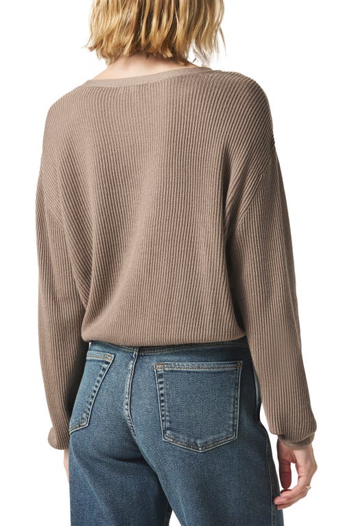 Splendid Bri Rib Blouson Sleeve Cardigan In Brown