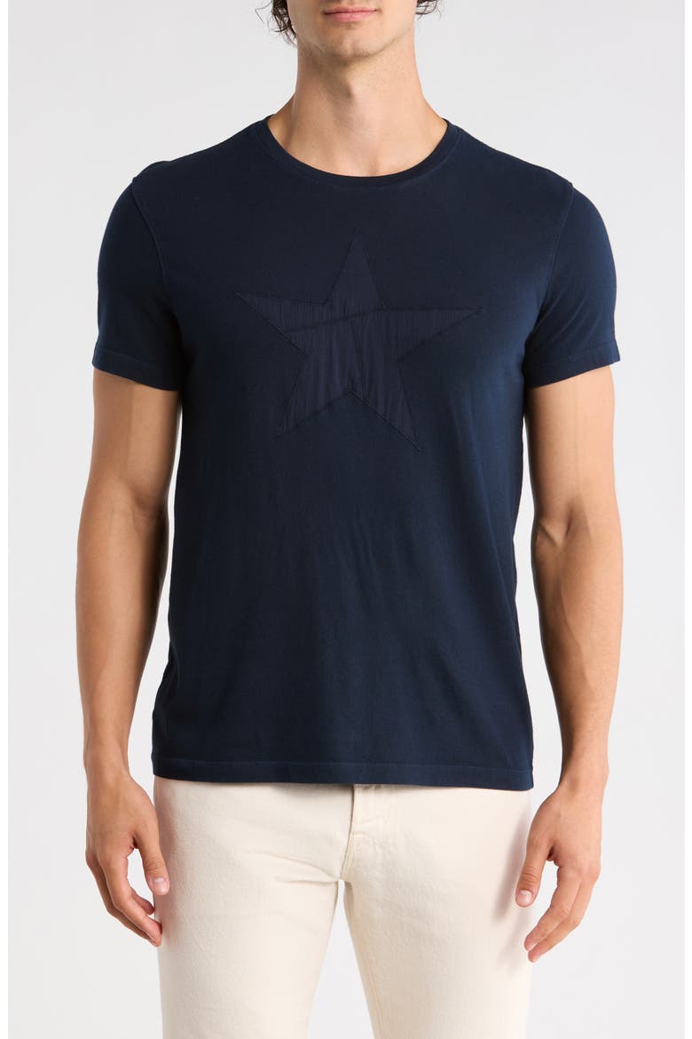 Star Embroidered Cotton T-Shirt, Main, color, NAVY