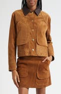 Veronica Beard Walters Crop Suede Barn Jacket