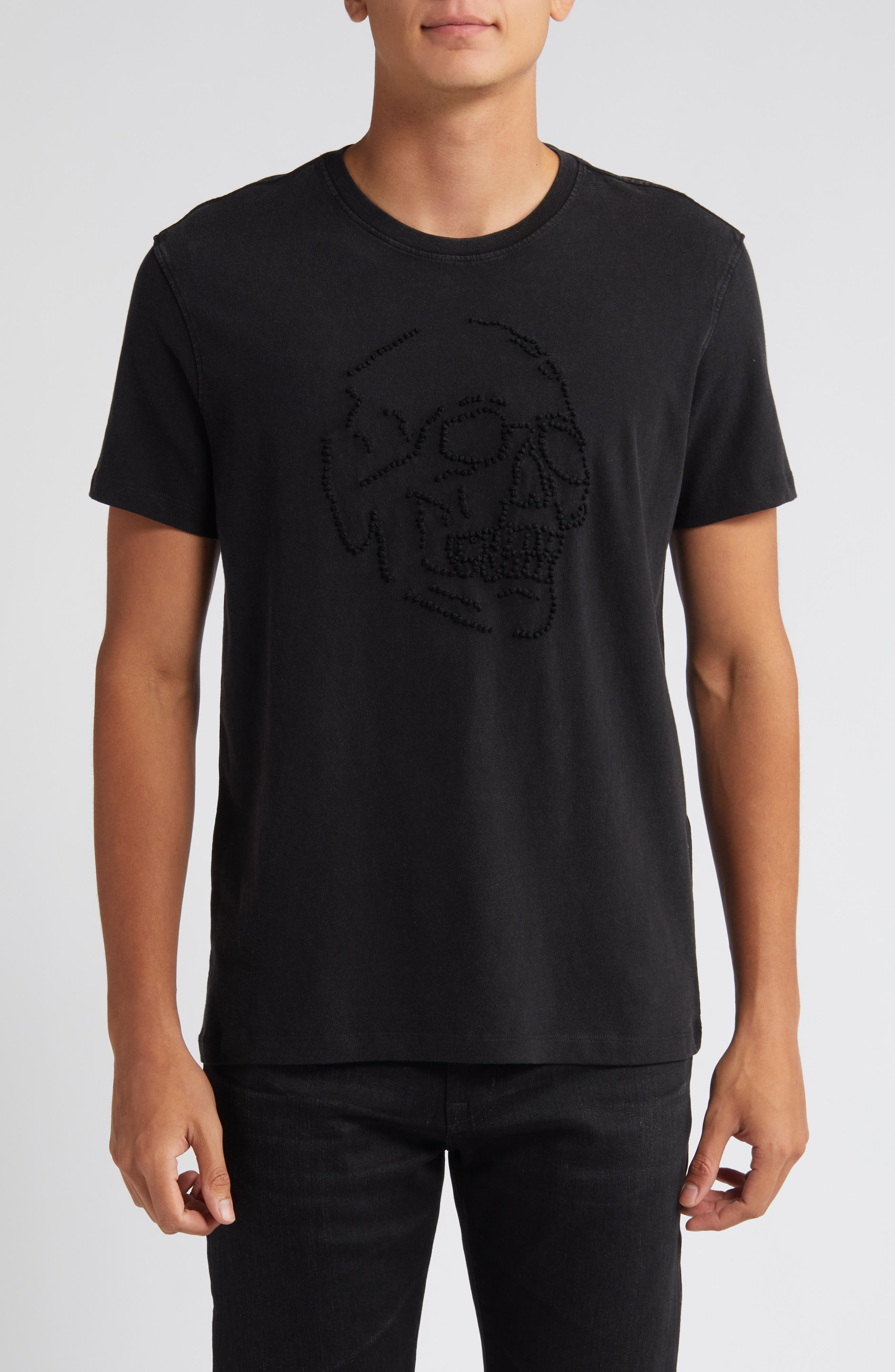 Beaded Skull Cotton T-Shirt