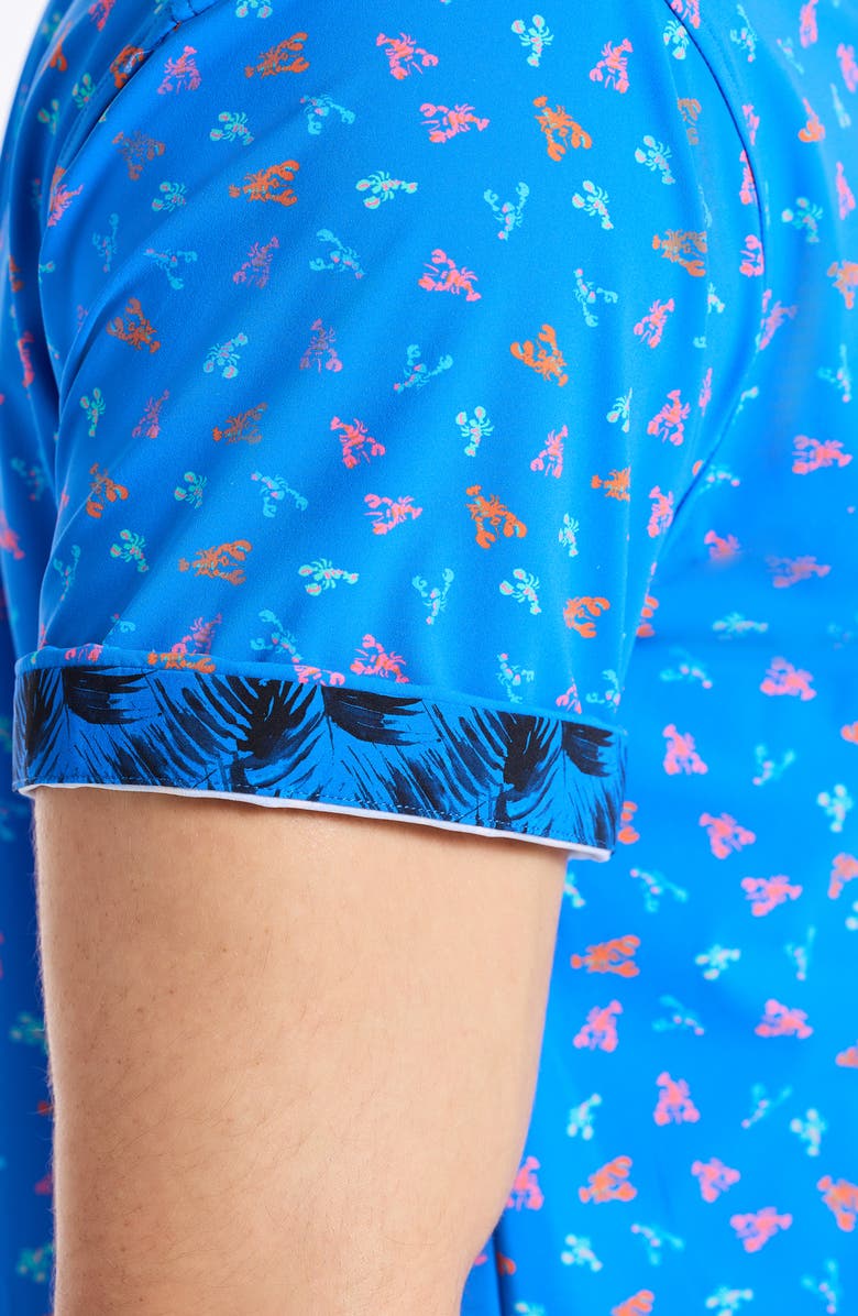 Robert Graham Lobster Roll Knit Short Sleeve Button-Up Shirt, Alternate, color, Blue