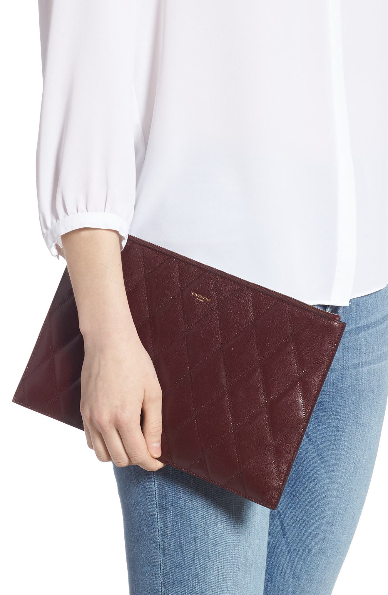 Givenchy Quilted Leather Pouch, Alternate, color, 