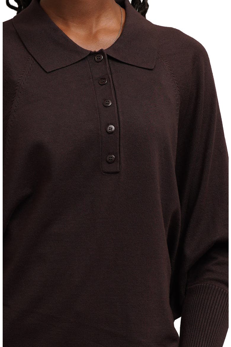Polo Dolman Sleeve Sweater, Alternate, color, HICKORY BROWN