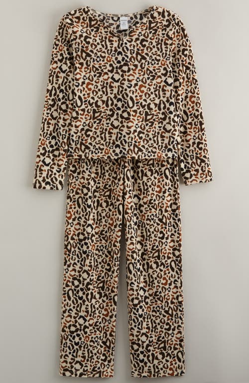Nordstrom Kids' Print Rib Two-piece Pajamas In Brown