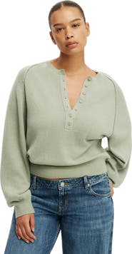 Cotton On Women's Everfine Oversized Henley Knit