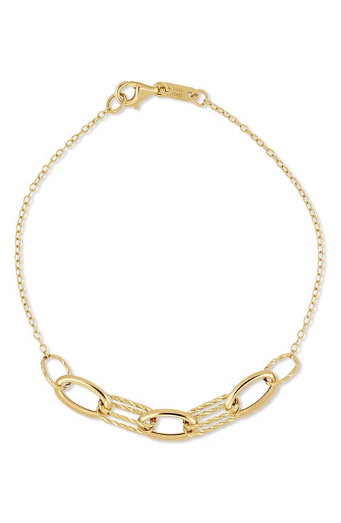 14K Yellow Gold Oval Link Bracelet