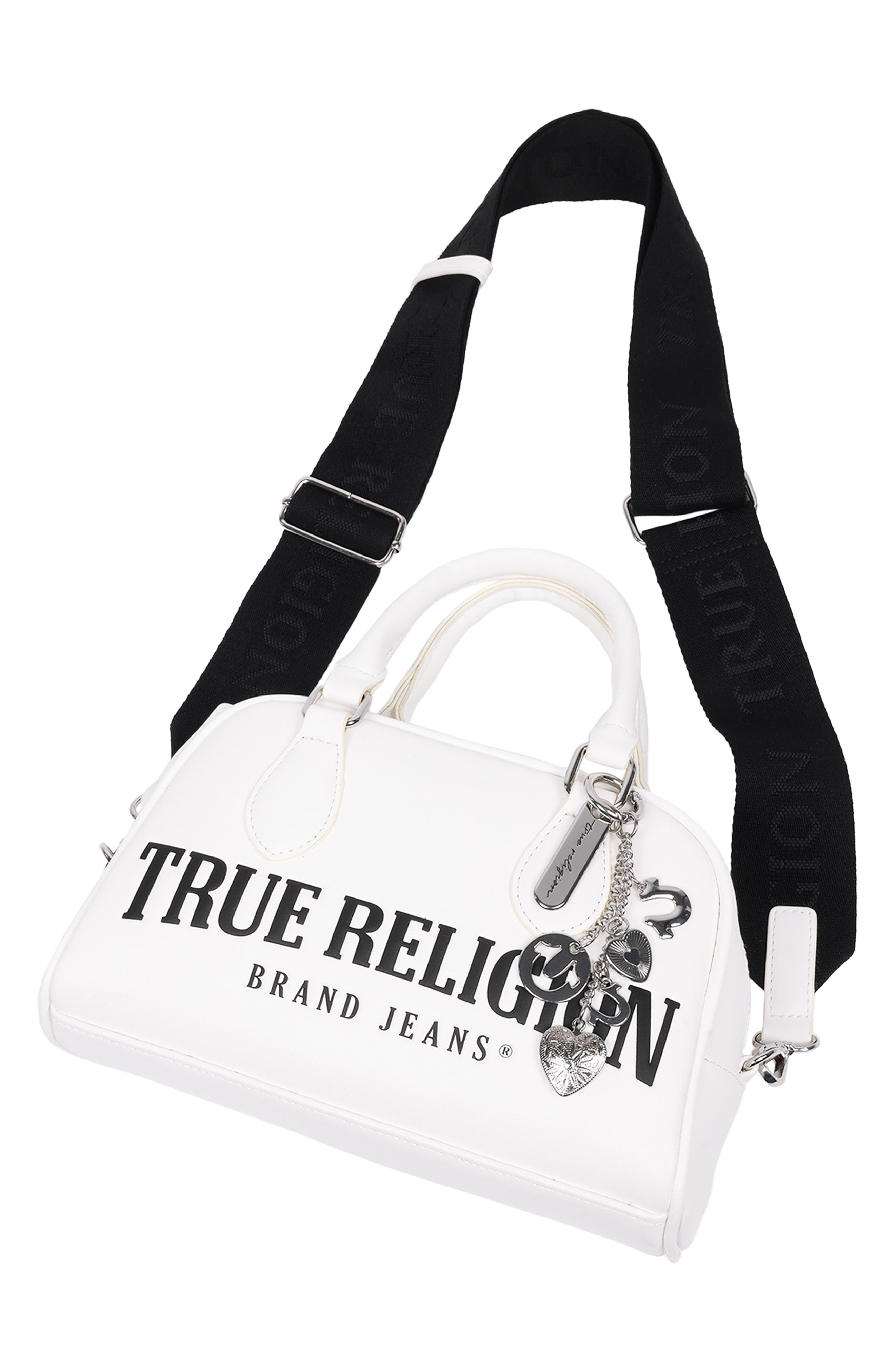 True Religion Bombe Logo Satchel, Alternate, color, 