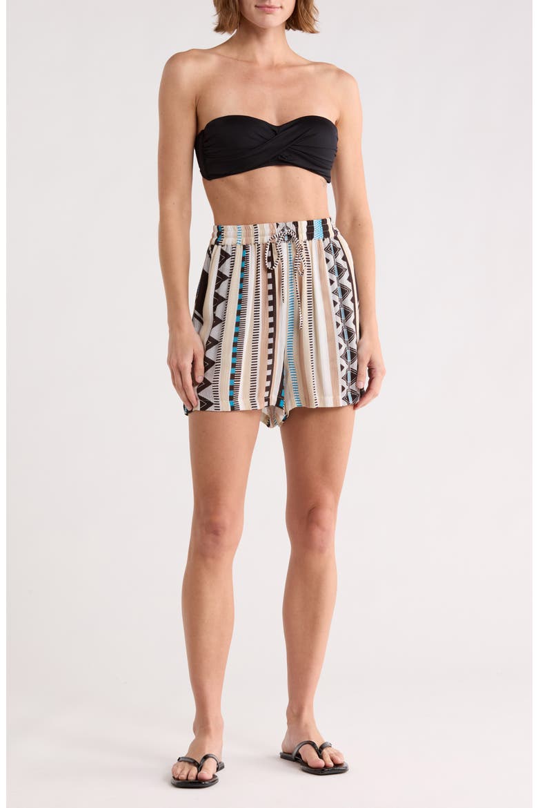 Drawstring Cover-Up Shorts, Main, color, NEUTRAL AZTEC