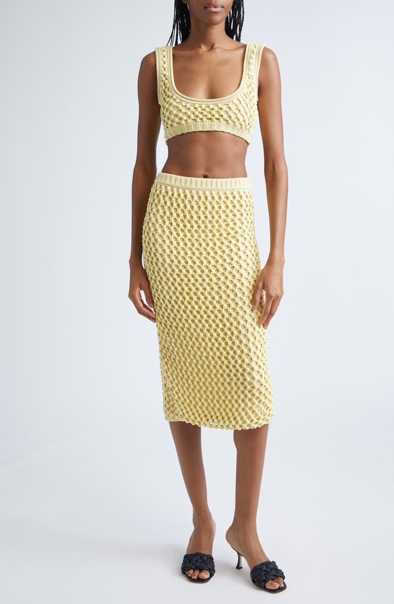 Diotima Lady Crystal Mesh Crochet Bralette, Alternate, color, Butter