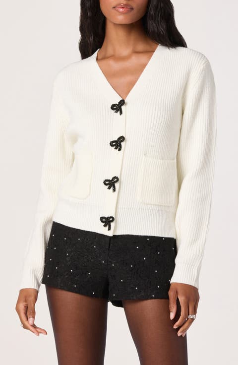 Crystal Embellished Bow Detail Cardigan