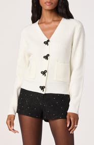 ASTR the Label Crystal Embellished Bow Detail Cardigan