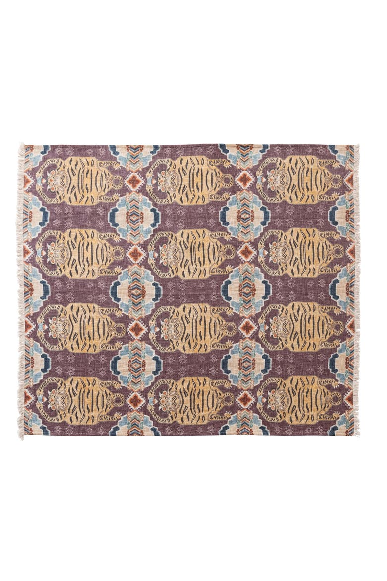 Slub Printed Throw Blanket, Main, color, Purple