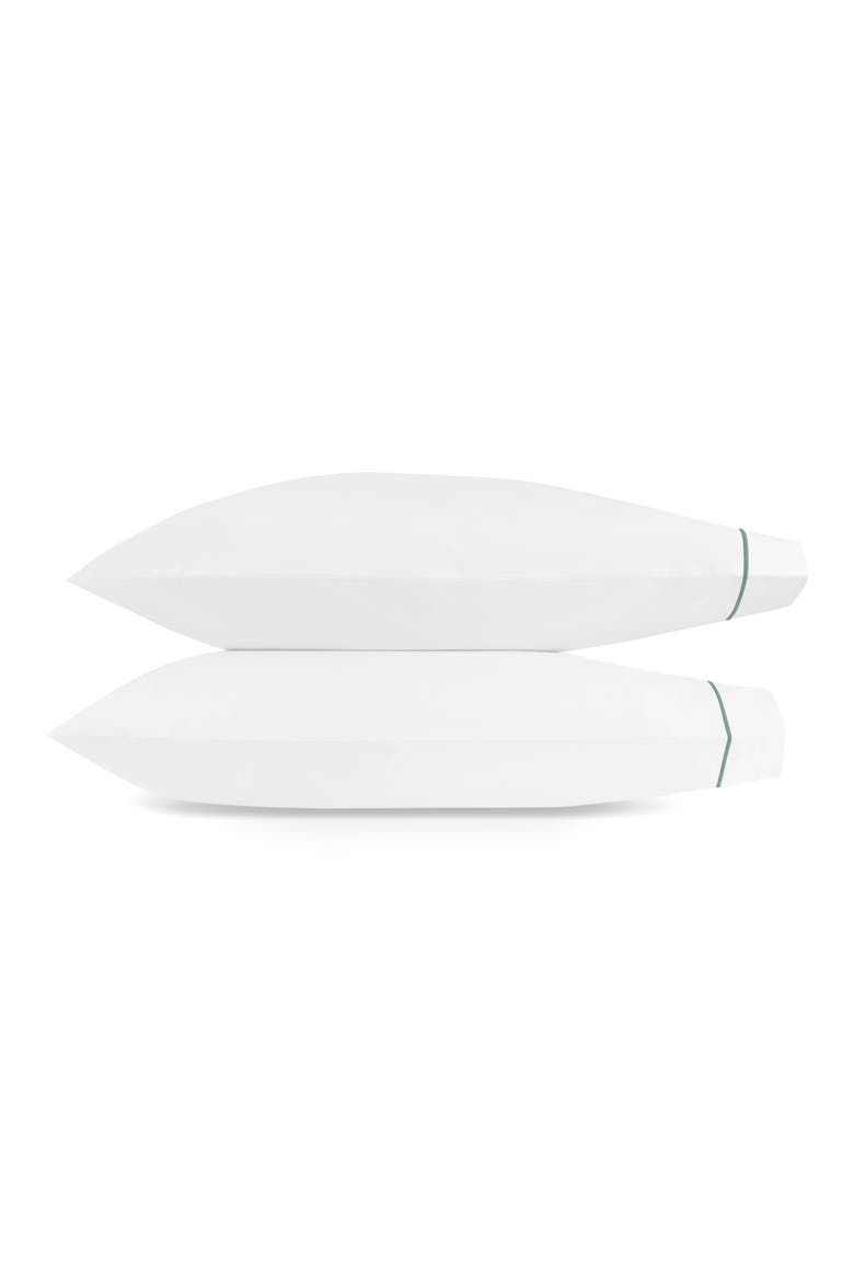 Bergamo Set of 2 500 Thread Count Cotton Percale Pillowcases, Main, color, CELADON