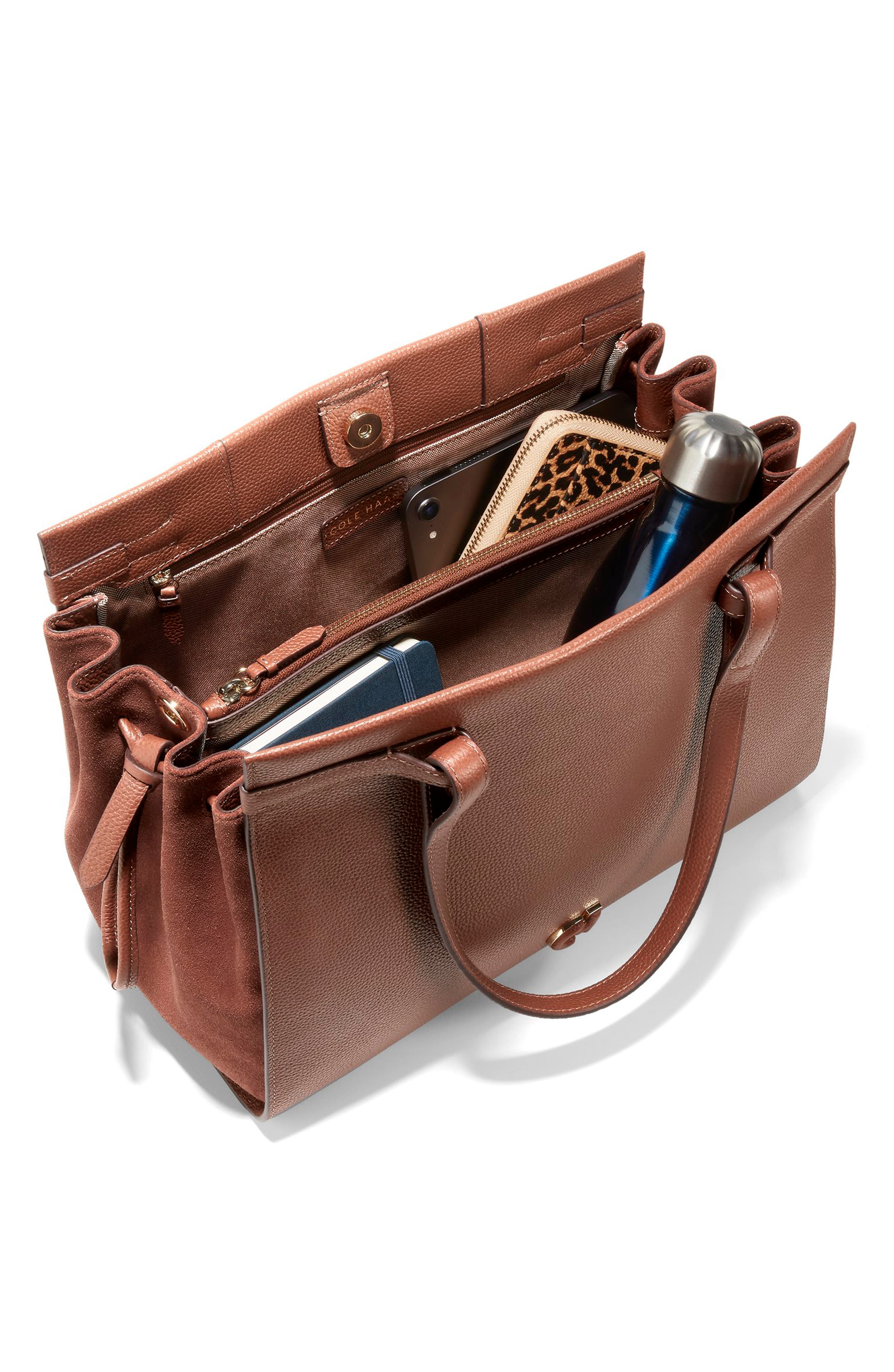 Grand Ambition Leather Cinched Satchel Bag, Alternate, color, DARK SEQUOIA