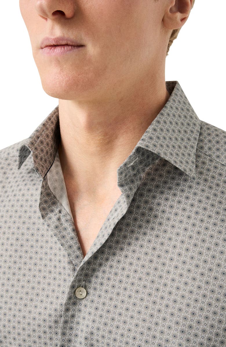 Eton Slim Fit Floral Cotton Dress Shirt, Alternate, color, Light Beige