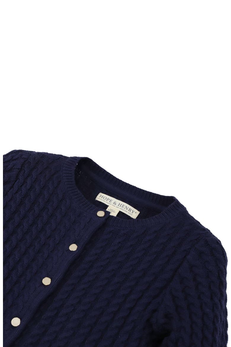 Organic Long Sleeve Classic Cable Cardigan Sweater, Alternate, color, Navy Cable