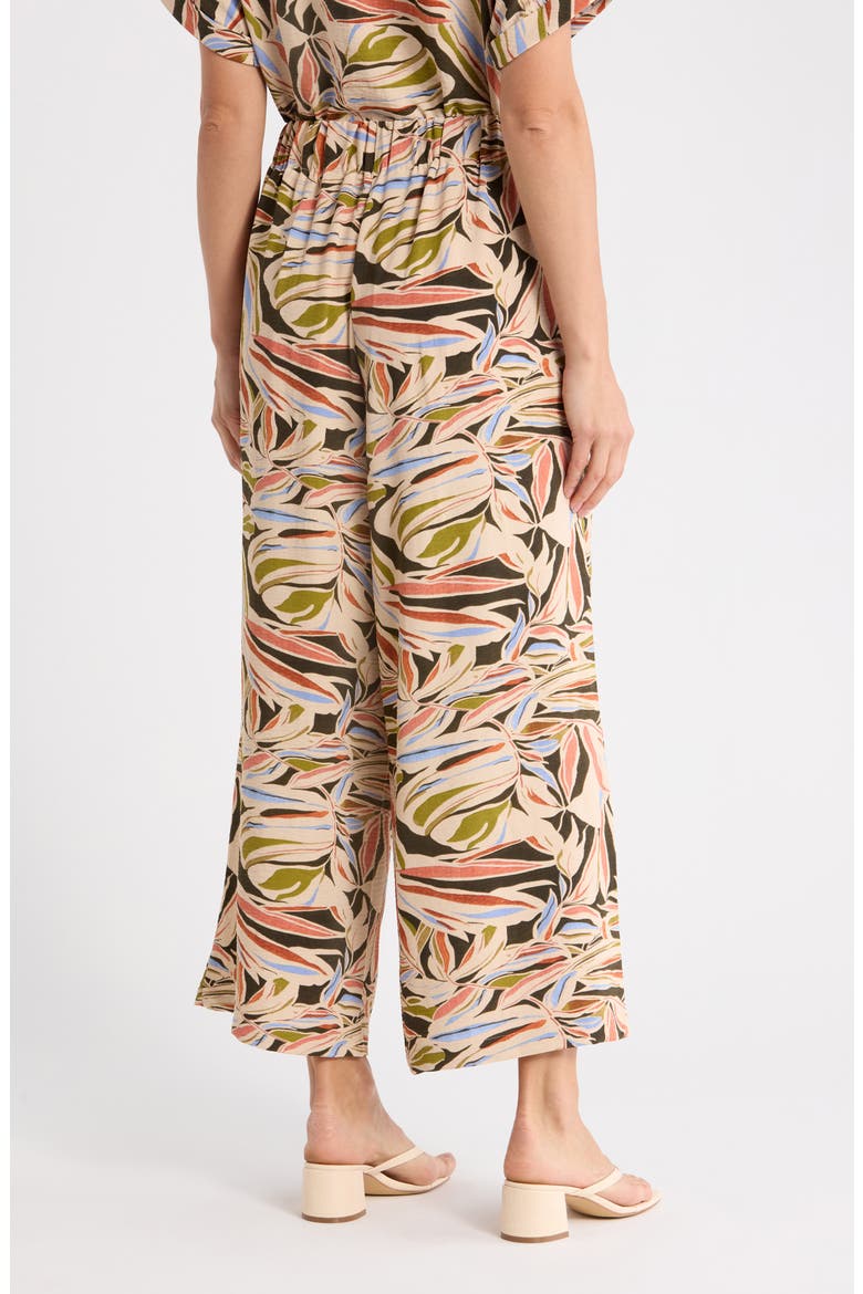 Printed Wide Leg Pants, Alternate, color, WATERCOLOR LEAF