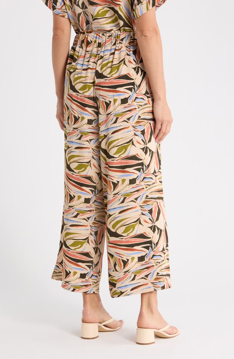 Adrianna Papell Printed Wide Leg Pants, Alternate, color, Watercolor Leaf