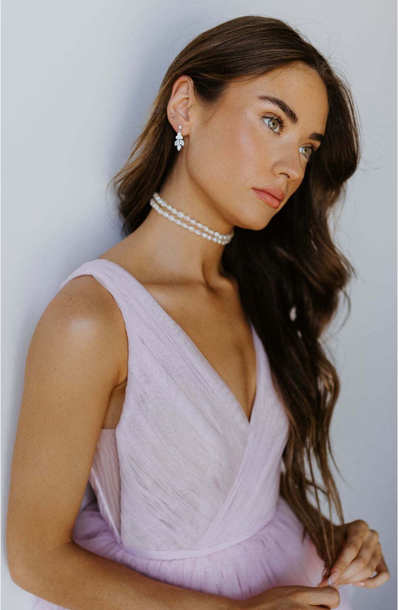 Untamed Petals Vania Crystal Earrings, Alternate, color, Silver