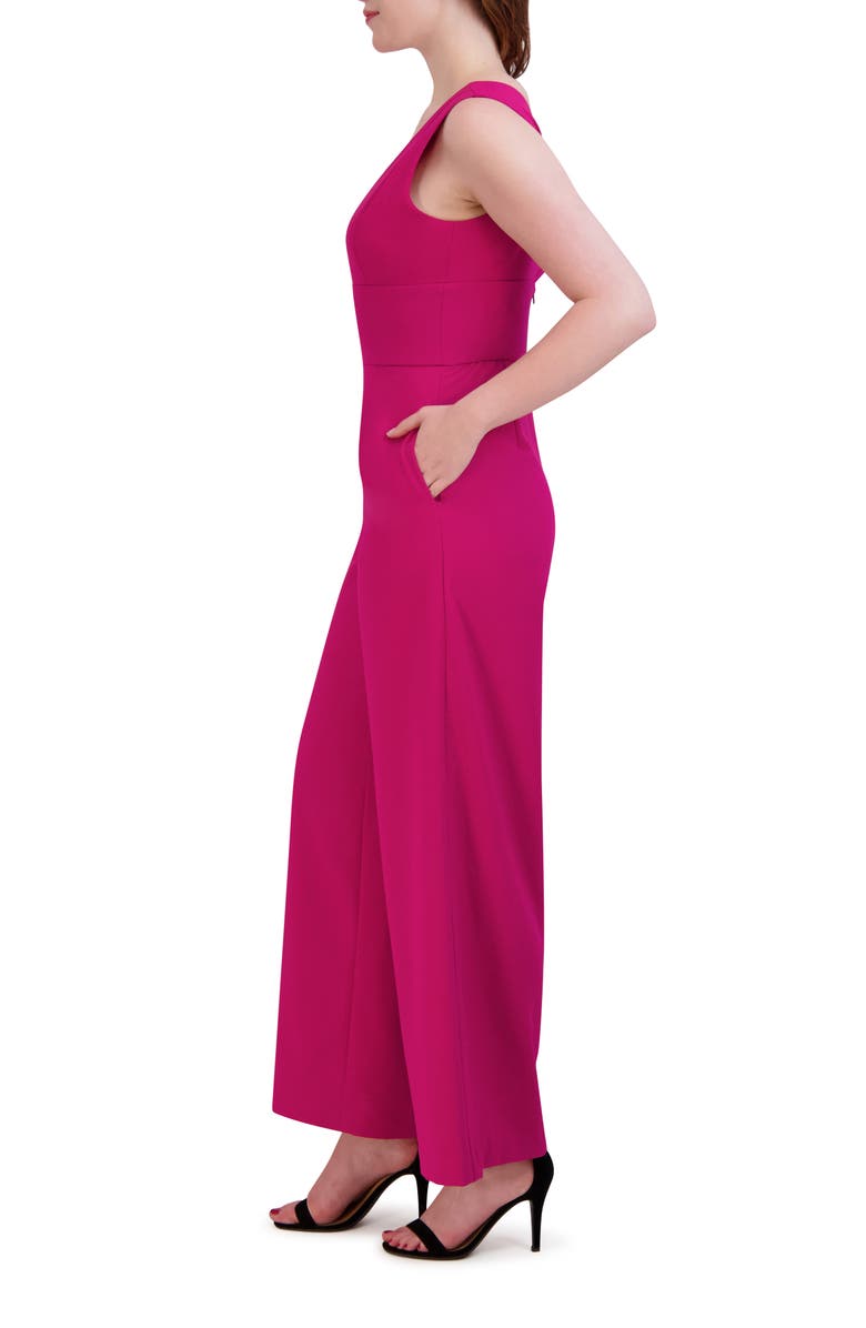 Julia Jordan Plunge Neck Wide Leg Jumpsuit, Alternate, color, Dark Cerise