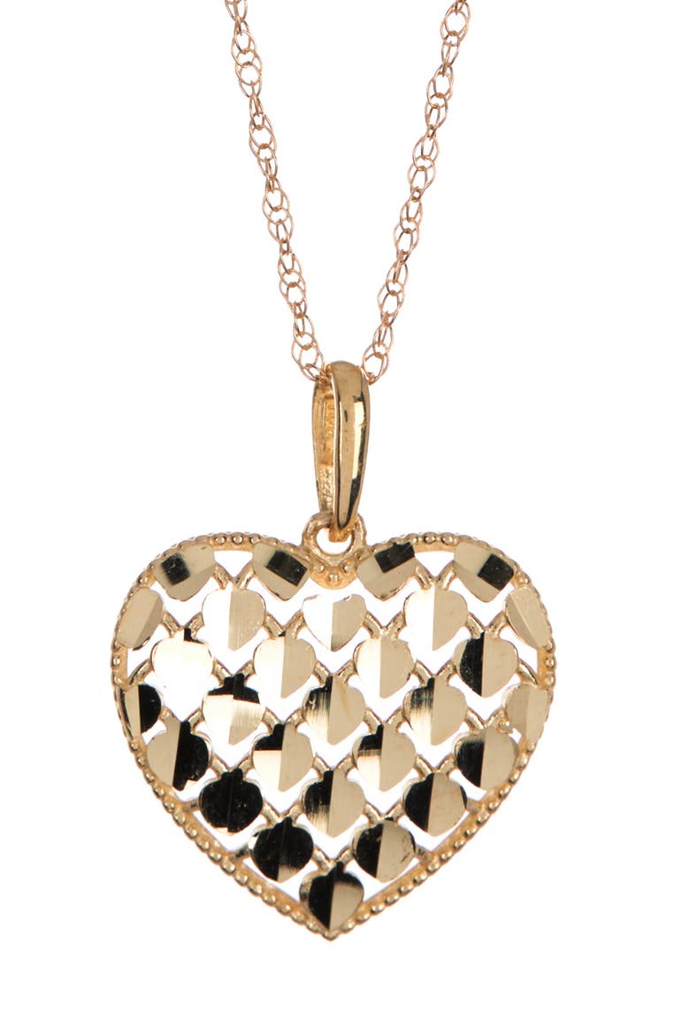 10K Gold Sequin Heart Pendant Necklace, Main, color, GOLD