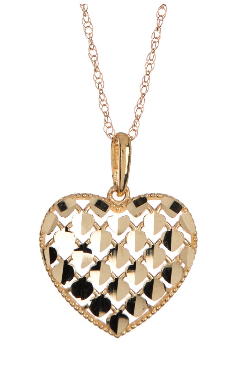 CANDELA JEWELRY 10K Gold Sequin Heart Pendant Necklace, Main, color, 