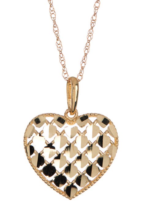 10K Gold Sequin Heart Pendant Necklace