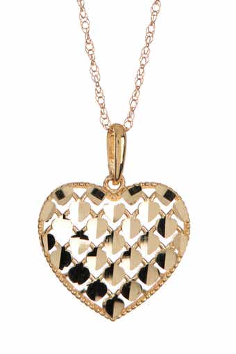 10K Gold Sequin Heart Pendant Necklace