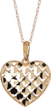 CANDELA JEWELRY 10K Gold Sequin Heart Pendant Necklace