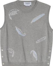 Thom Browne Feather Intarsia Cashmere Sweater Vest