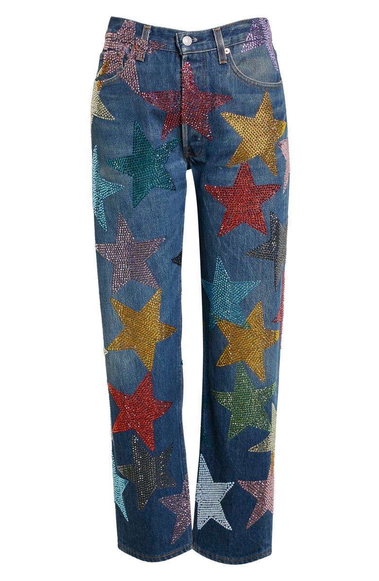 Collina Strada x Levi’s<sup>®</sup> Star Capsule Rhinestone 501<sup>®</sup> Straight Leg Jeans, Alternate, color, 