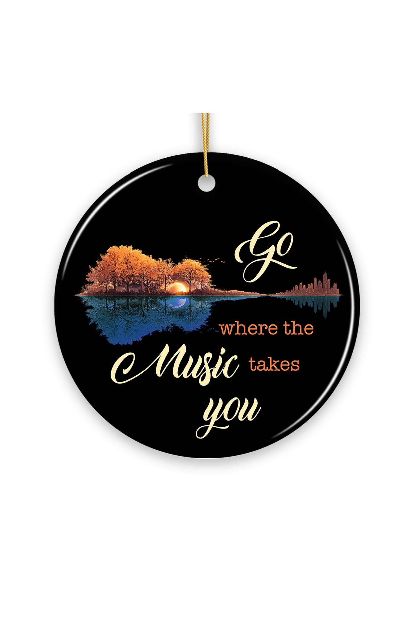 OrnamentallyYou Guitar Lake Reflection Music Ceramic Ornament | Nordstrom