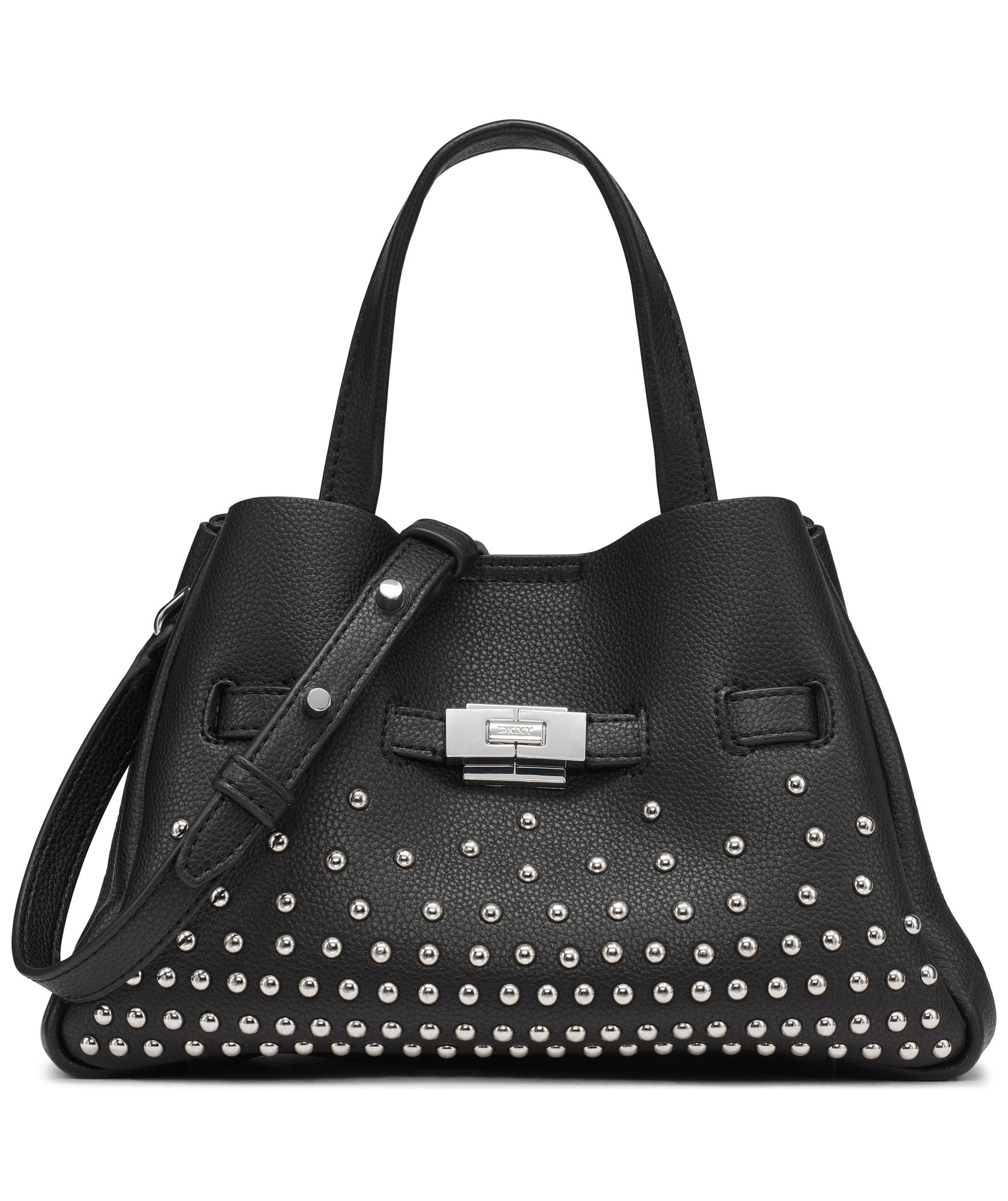 DKNY Bryar Small Satchel, Main, color, Black/Silver