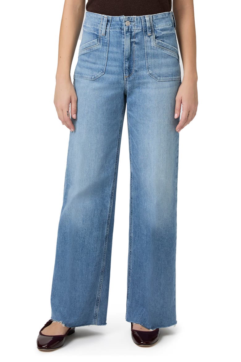 Anessa Raw Hem Welt Pocket High Waist Wide Leg Jeans, Main, color, VIVA