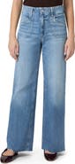 PAIGE Anessa Raw Hem Welt Pocket High Waist Wide Leg Jeans