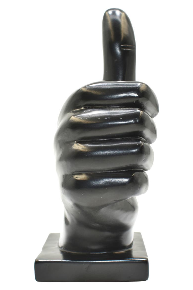 Thumbs Up Sculpture, Alternate, color, BLACK