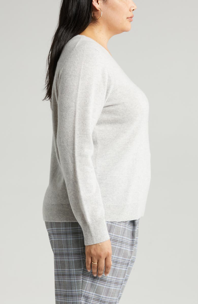 Nordstrom Cashmere Crewneck Sweater, Alternate, color, Grey Light Heather