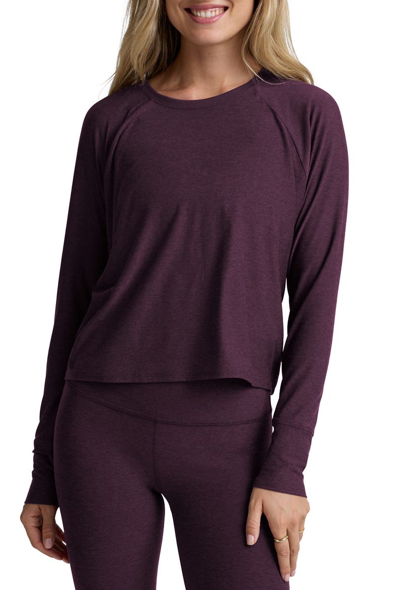 Featherweight Long Sleeve T-Shirt, Main, color, EGGPLANT PURPLE HEAT