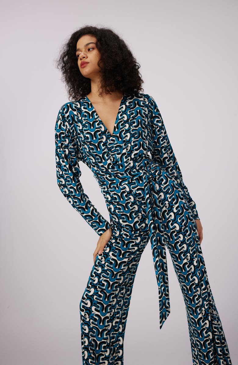 DVF Marilou Abstract Print Long Sleeve Jumpsuit, Alternate, color, 