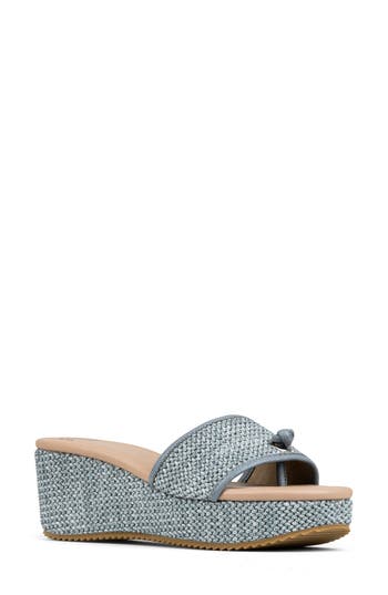 Donald Pliner Silli Platform Wedge Sandal In Denim