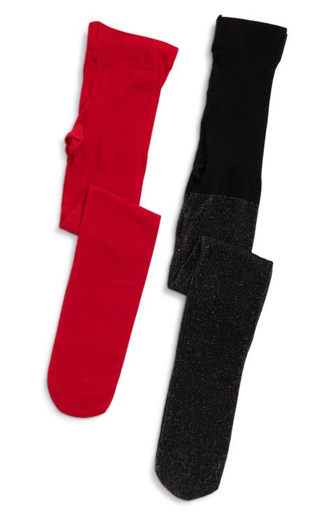 Kids' 2-Pack Metallic & Solid Tights