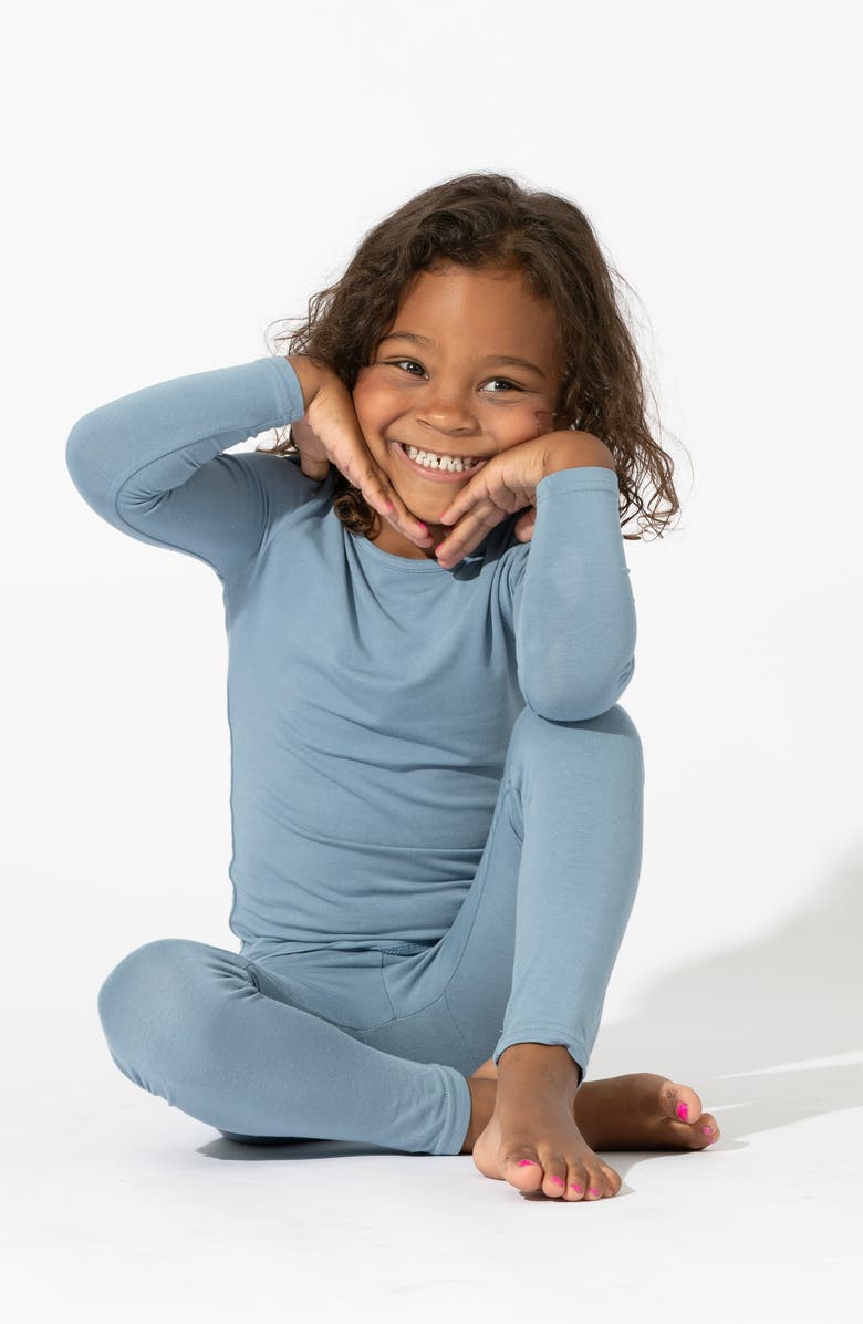 Bellabu Bear Kids' Oasis Solid Two-Piece Fitted Pajamas, Alternate, color, 