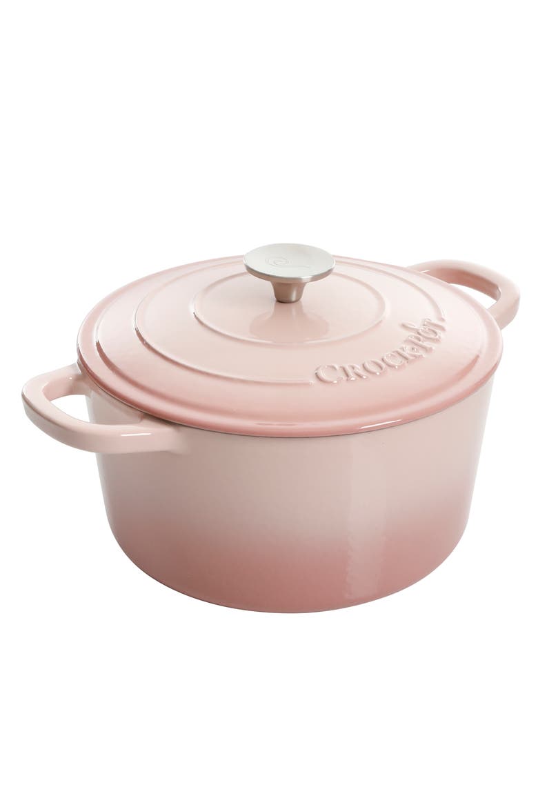 Artisan 5-Quart Round Enameled Cast Iron Dutch Oven with Lid, Main, color, Blush Pink