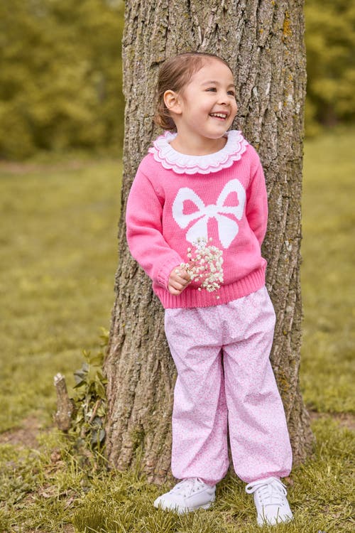 Little English Kids' Floral Banded Bow Pant In Pink