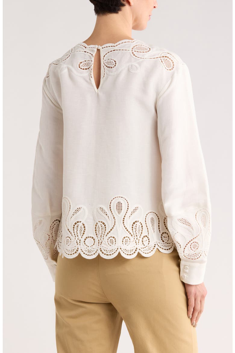 Wendlyn Long Sleeve Linen Blend Top, Alternate, color, IVORY