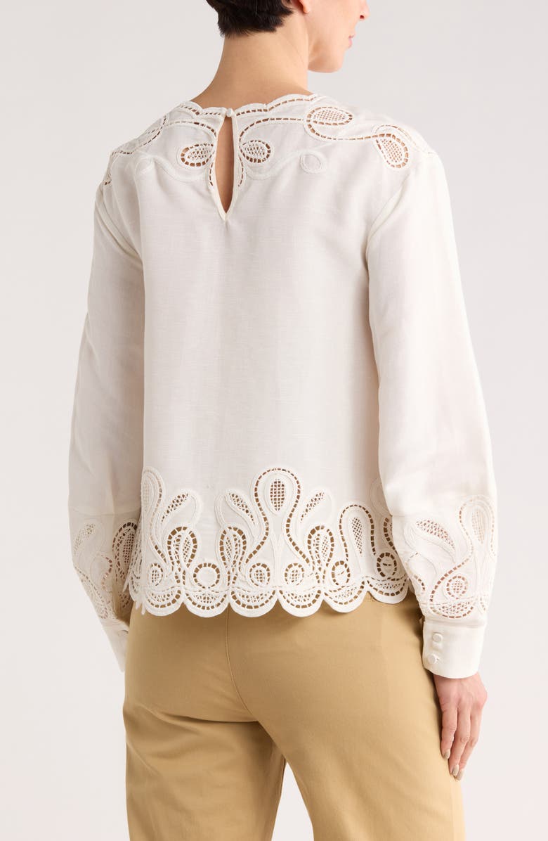Simkhai Wendlyn Long Sleeve Linen Blend Top, Alternate, color, Ivory