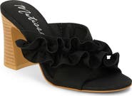 Matisse Ruffle Strap Block Heel Mule Sandal